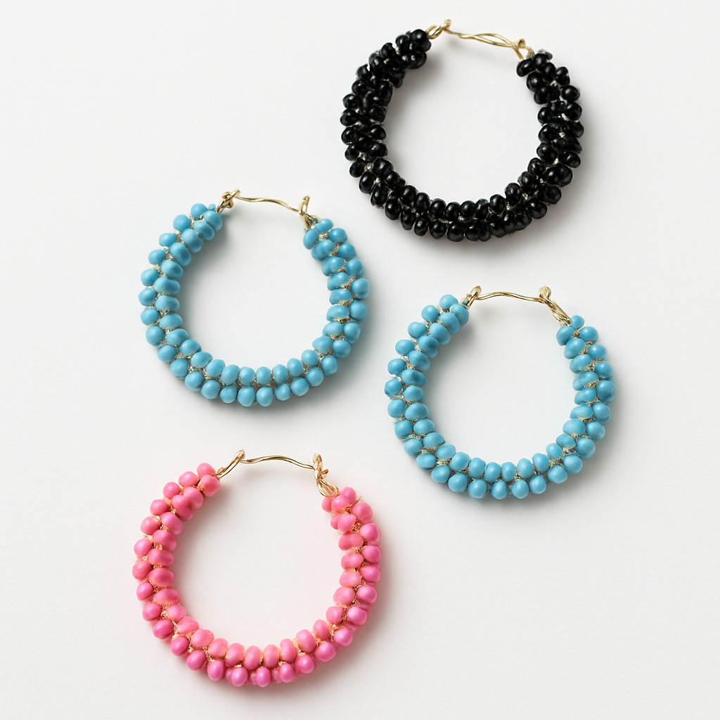 Bright And Light Seed Bead Hoop Earrings
