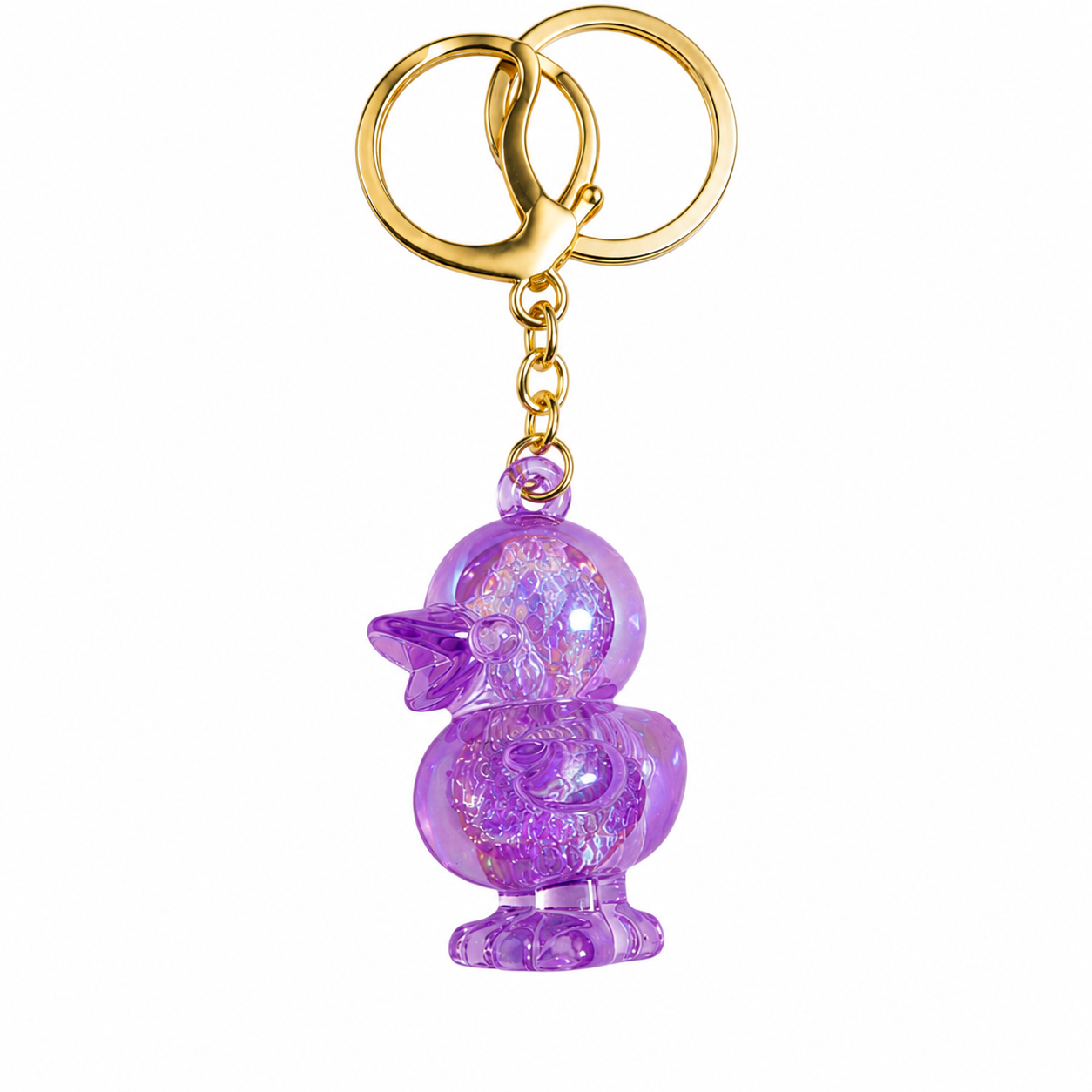 Iridescent Duck Keychain – Glossy Acrylic Bag Charm