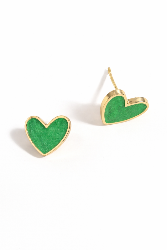 Emerald Heart Stud Earrings