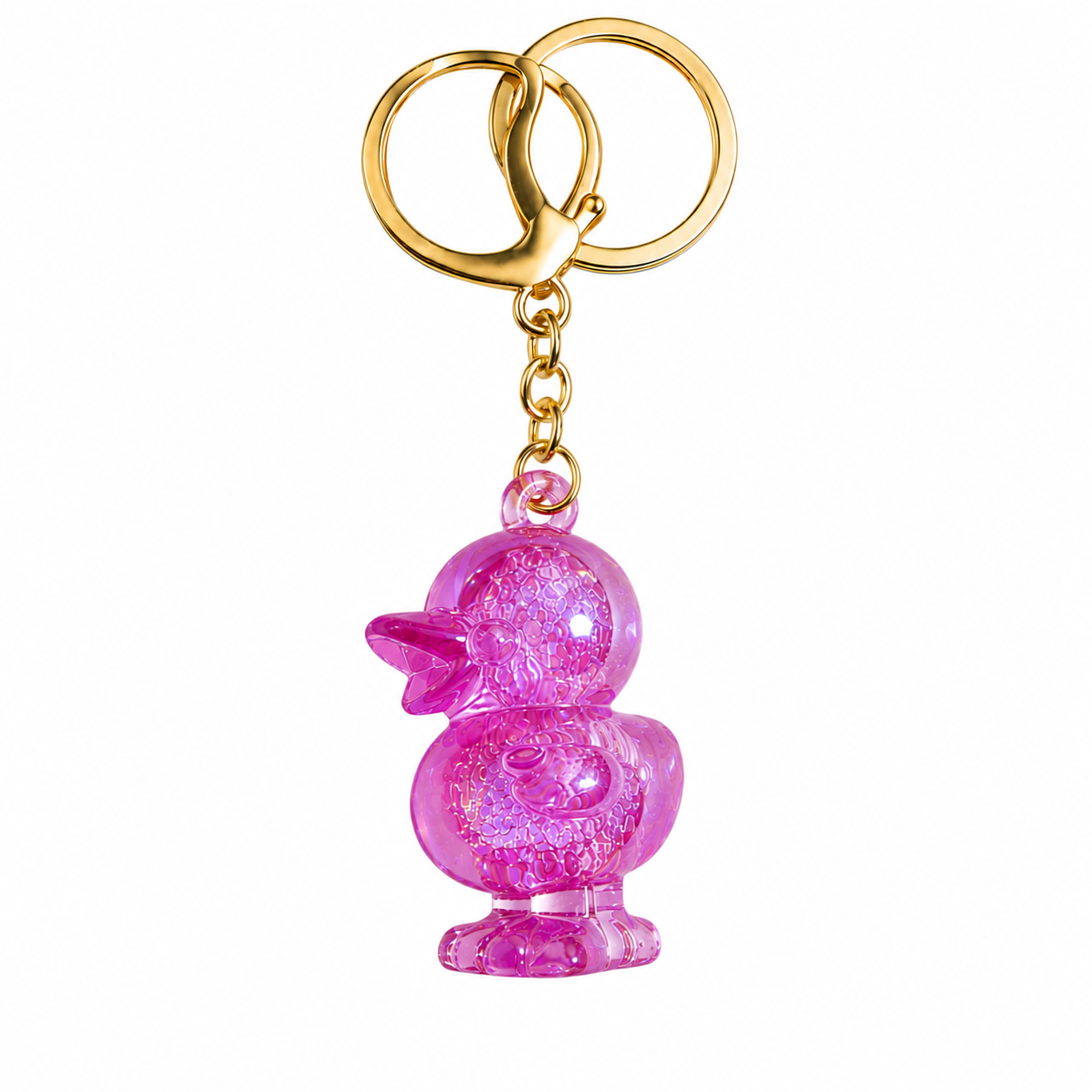 Iridescent Duck Keychain – Glossy Acrylic Bag Charm