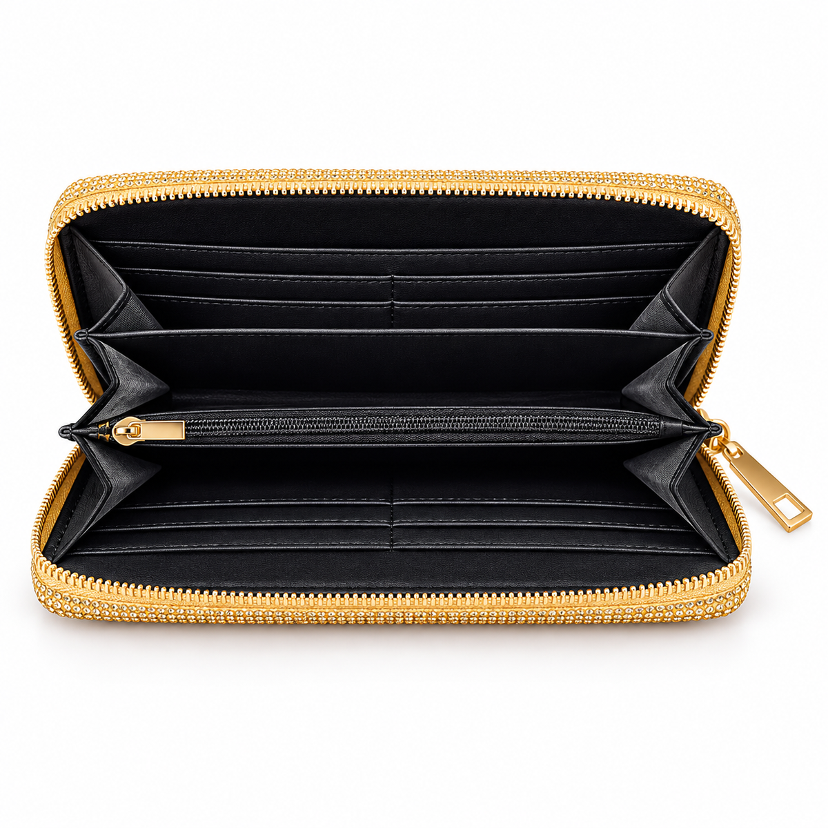 Midnight Spark Crystal Rhinestone Pave Zip Wallet