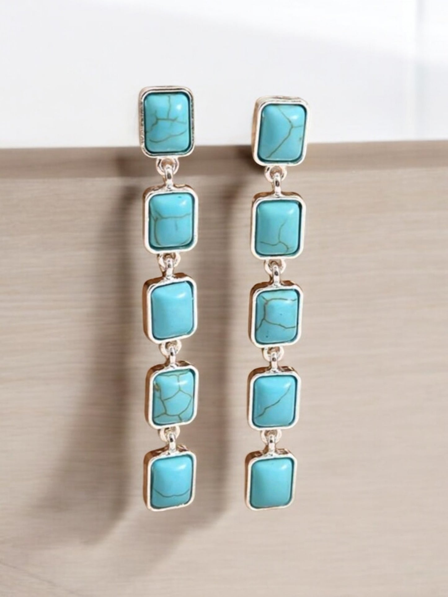 Dressed In Cowgirl Blue Drop Statement Dangle Earrings