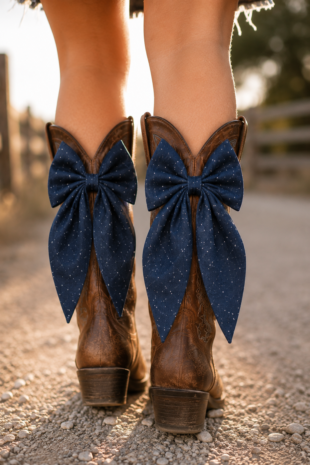 Denim Sky Boot Bows - Set of 2