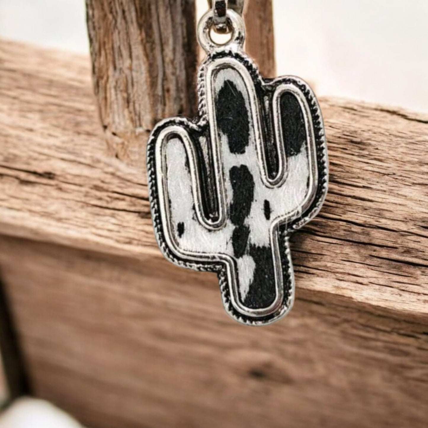 Cow Spotted Cactus Western Fashion Necklace