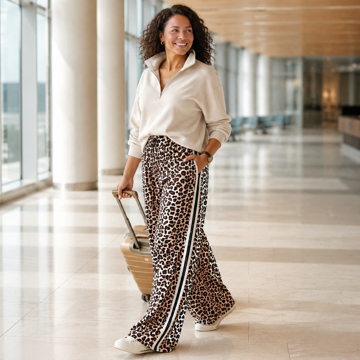 Wild at Ease Leopard Stripe Wide Leg Pants