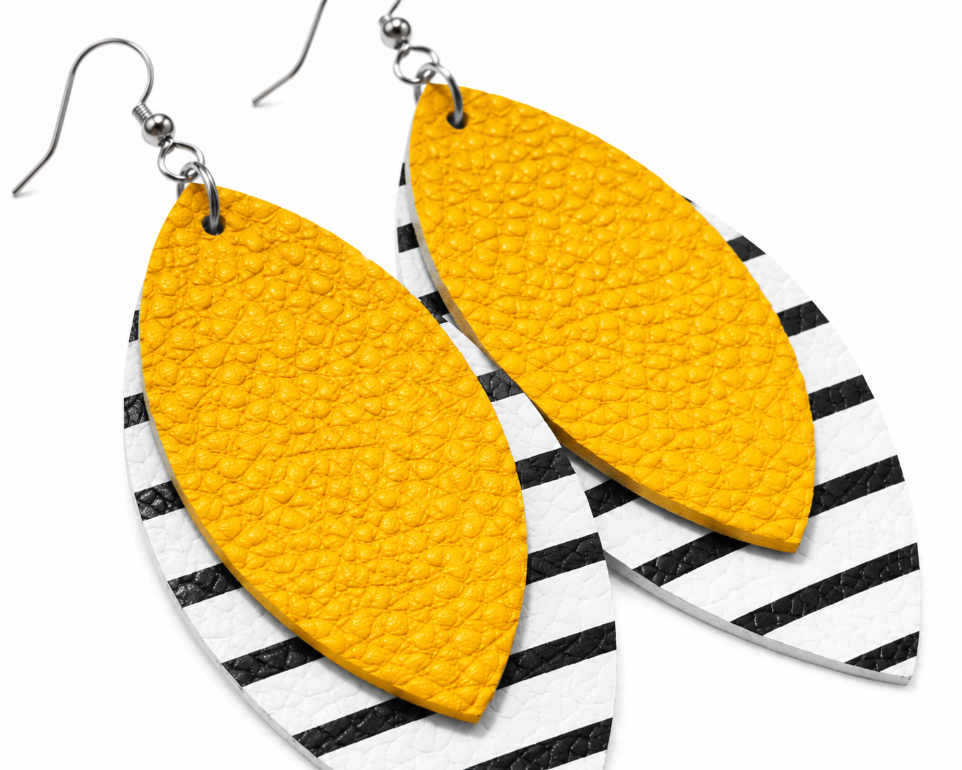 Golden Hour Stripes Layered Leather Earrings