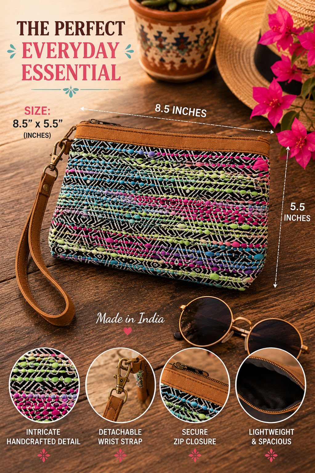 Midnight Mirage Beaded Wristlet – Colorful Boho Western Boutique Clutch Bag