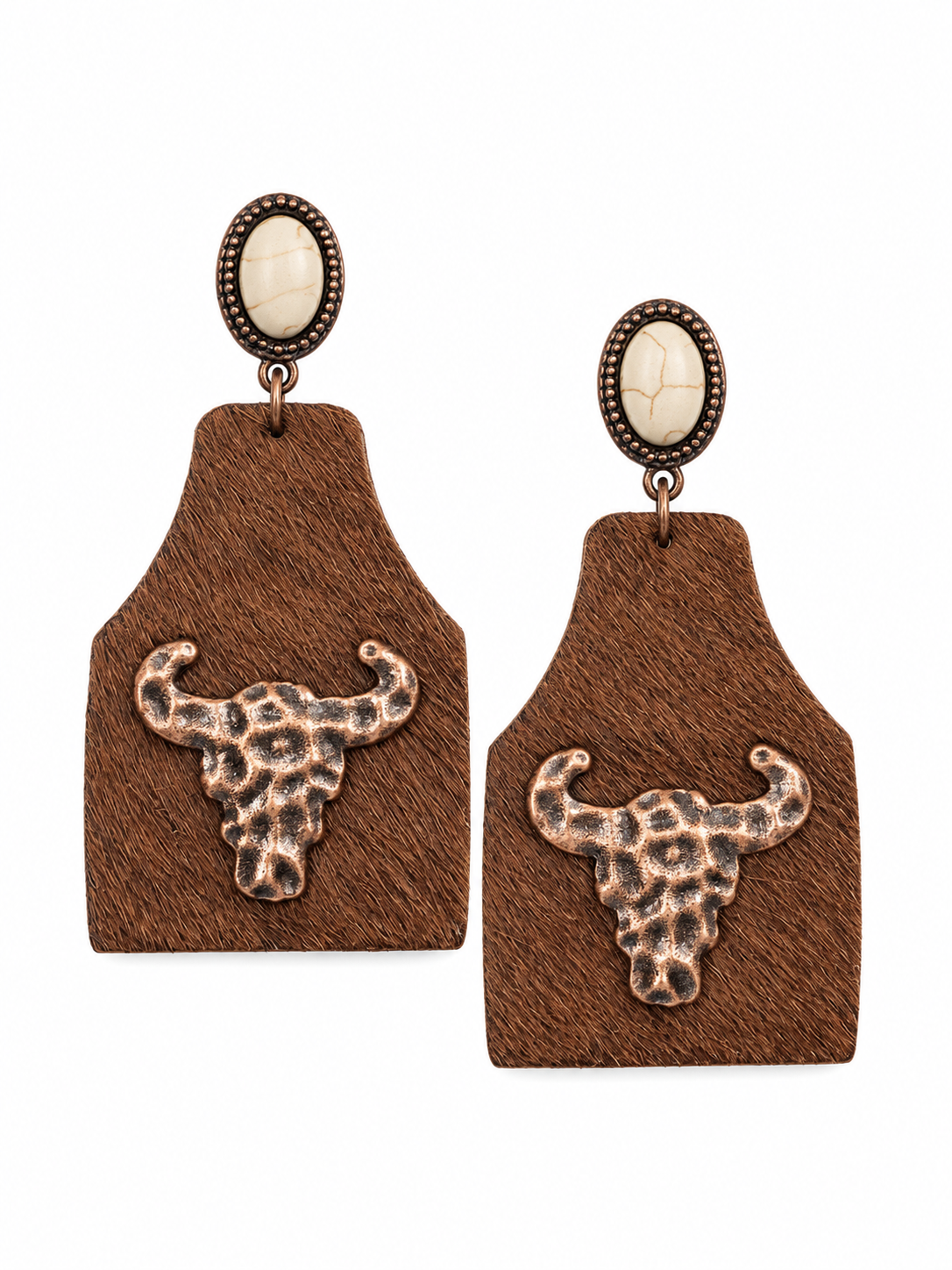 Take A Number Cowboy Cowskull Stud Earrings