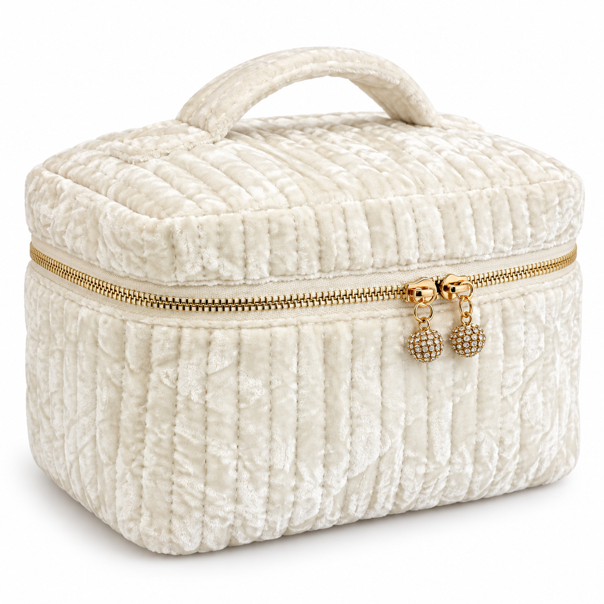 The Velvet Hour Vanity Case – Quilted Cosmetic Organizer