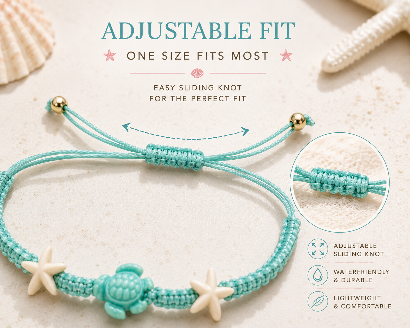 Coastal Cutie Turtle Anklet Collection – Adjustable Beach Turtle & Starfish Summer Anklets for Women & Teens