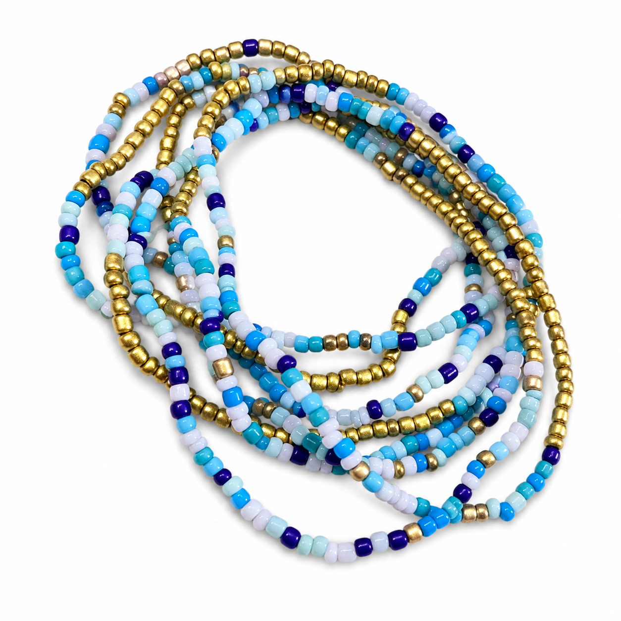 Coastal Color Seed Bead Bracelet Set 8 Piece Stretch Stack