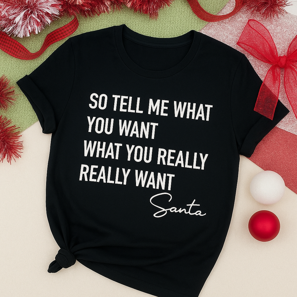 So tell me what you want Santa holiday top