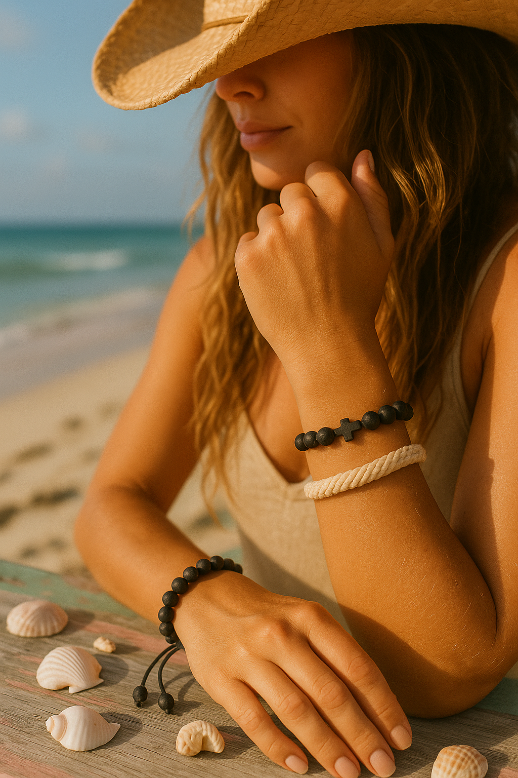 Unisex Lava Bead Pull Tie Bracelet