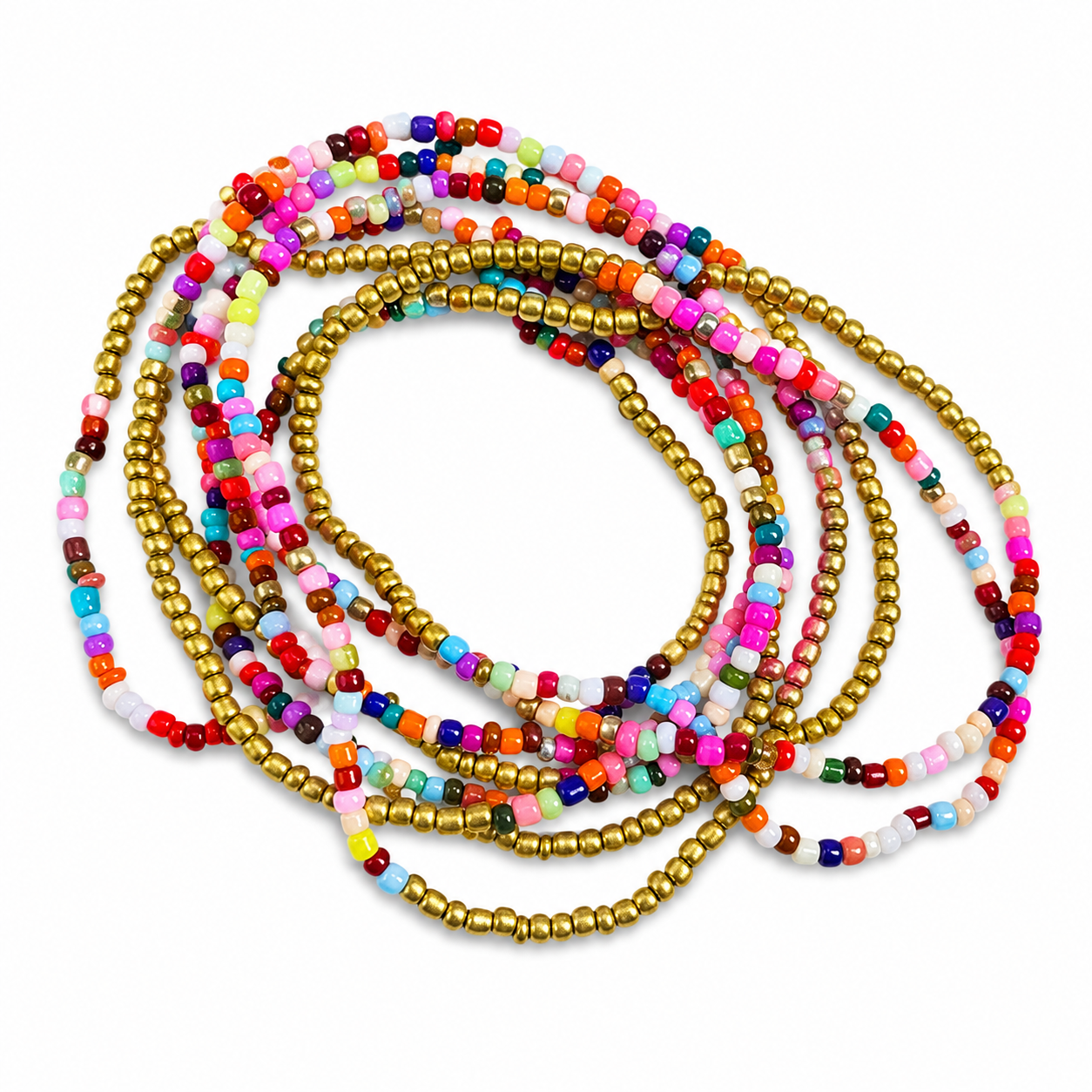 Coastal Color Seed Bead Bracelet Set 8 Piece Stretch Stack