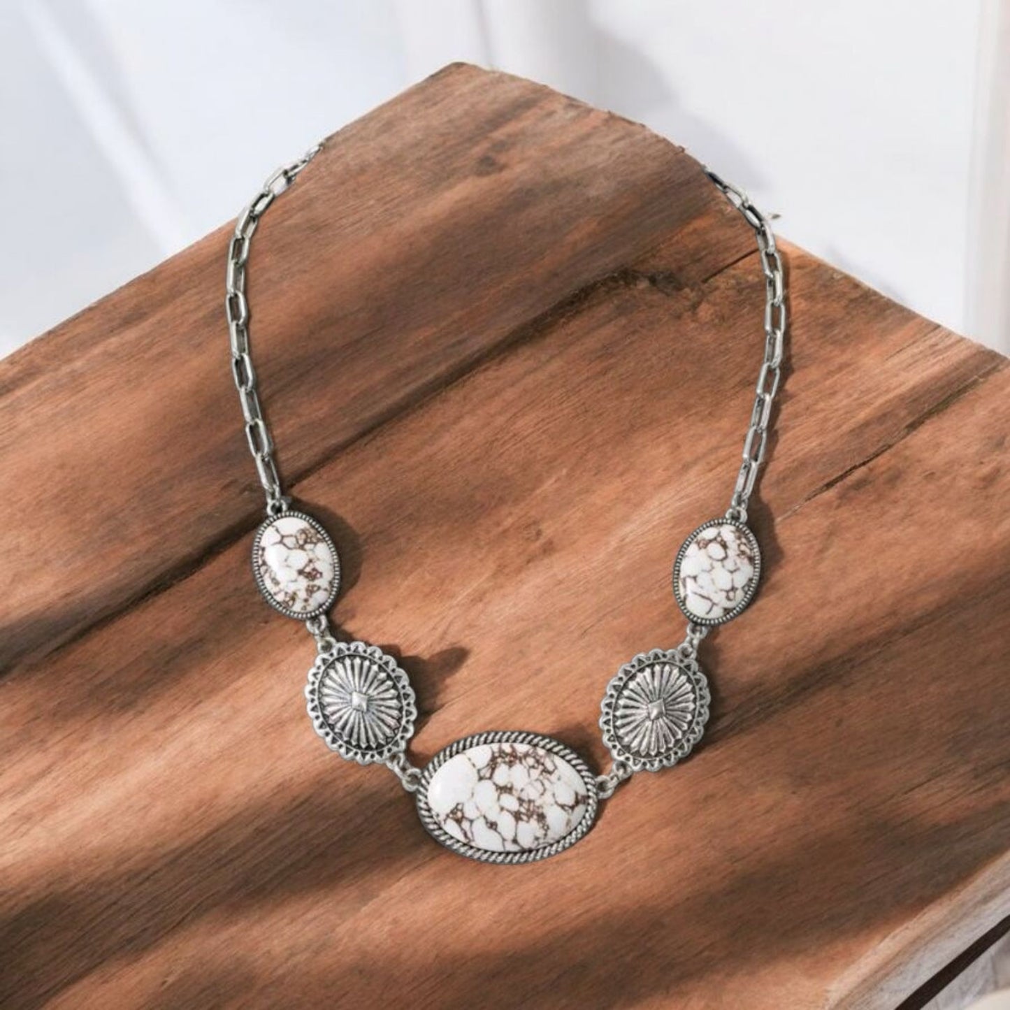 On A Mountain Top Crackle Stone Statement Fashion Necklace