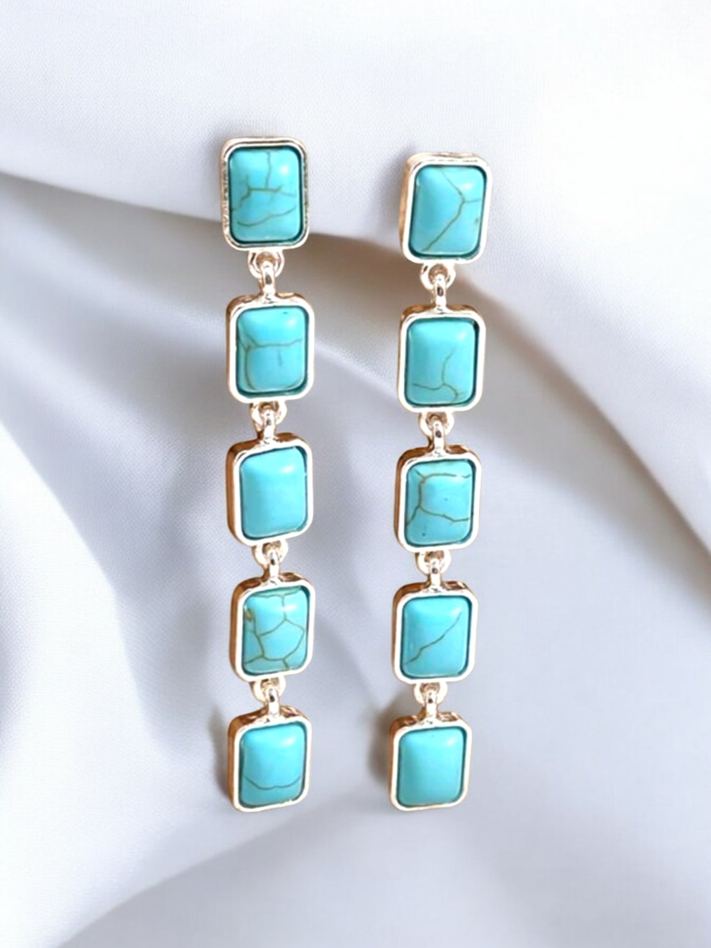 Dressed In Cowgirl Blue Drop Statement Dangle Earrings