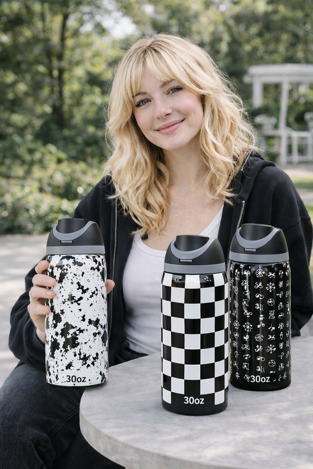 Midnight Cowgirl 30oz Tumbler – Black & White Collection