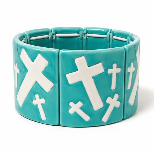 Faith Over Fear Stretch Cuff Bracelet