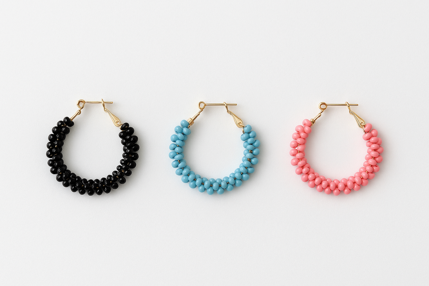 Bright And Light Seed Bead Hoop Earrings