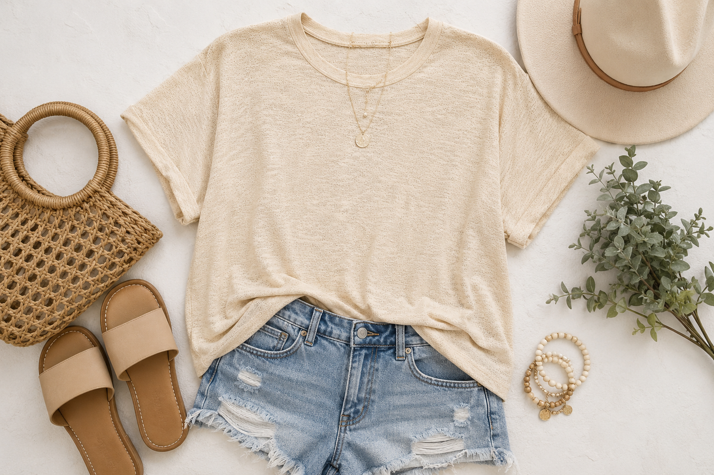 Easy Days Sand Beige Oversized Knit Tee