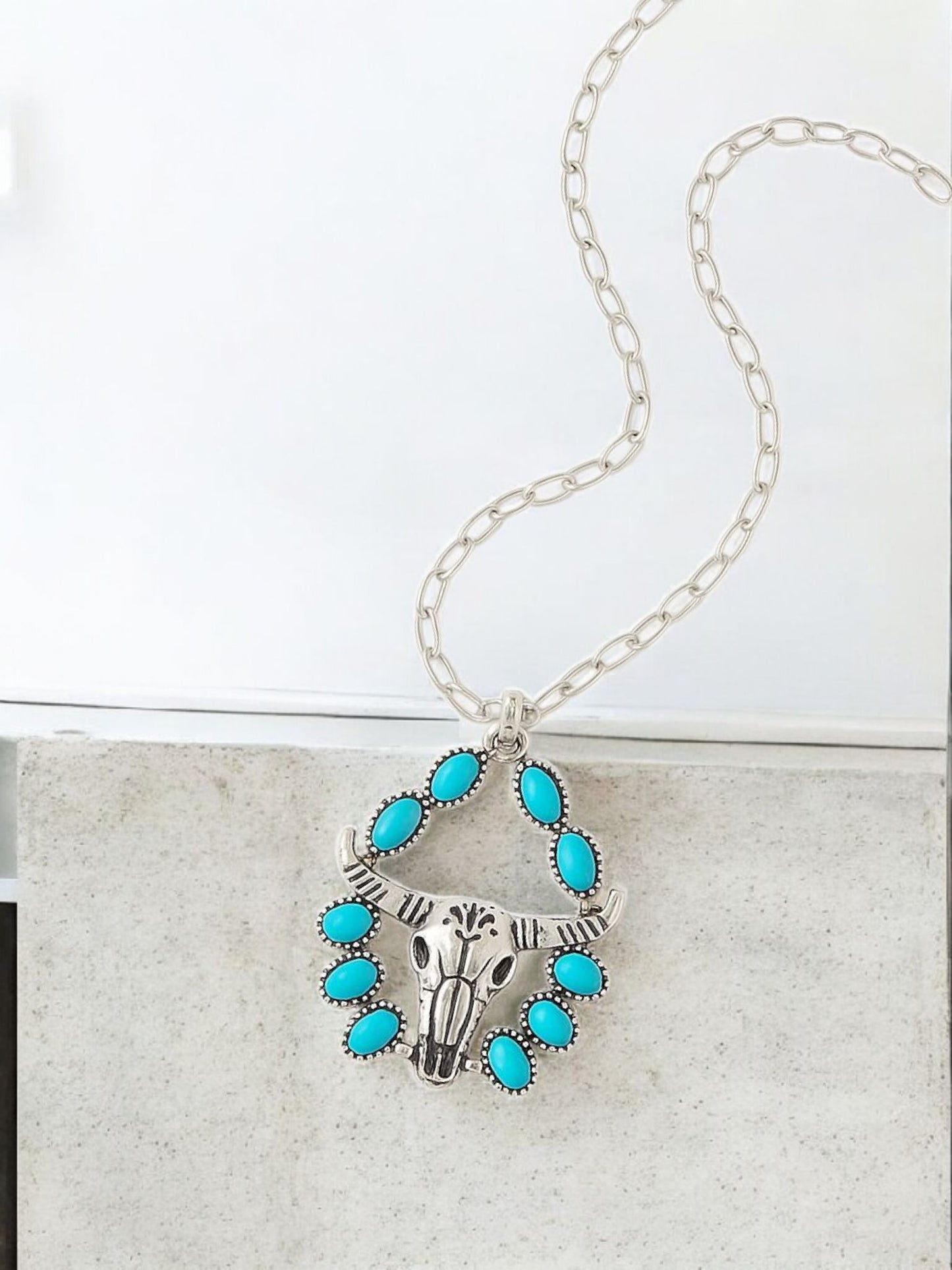 Take The Bull By The Horns Drop Pendant Western Fashion Necklace