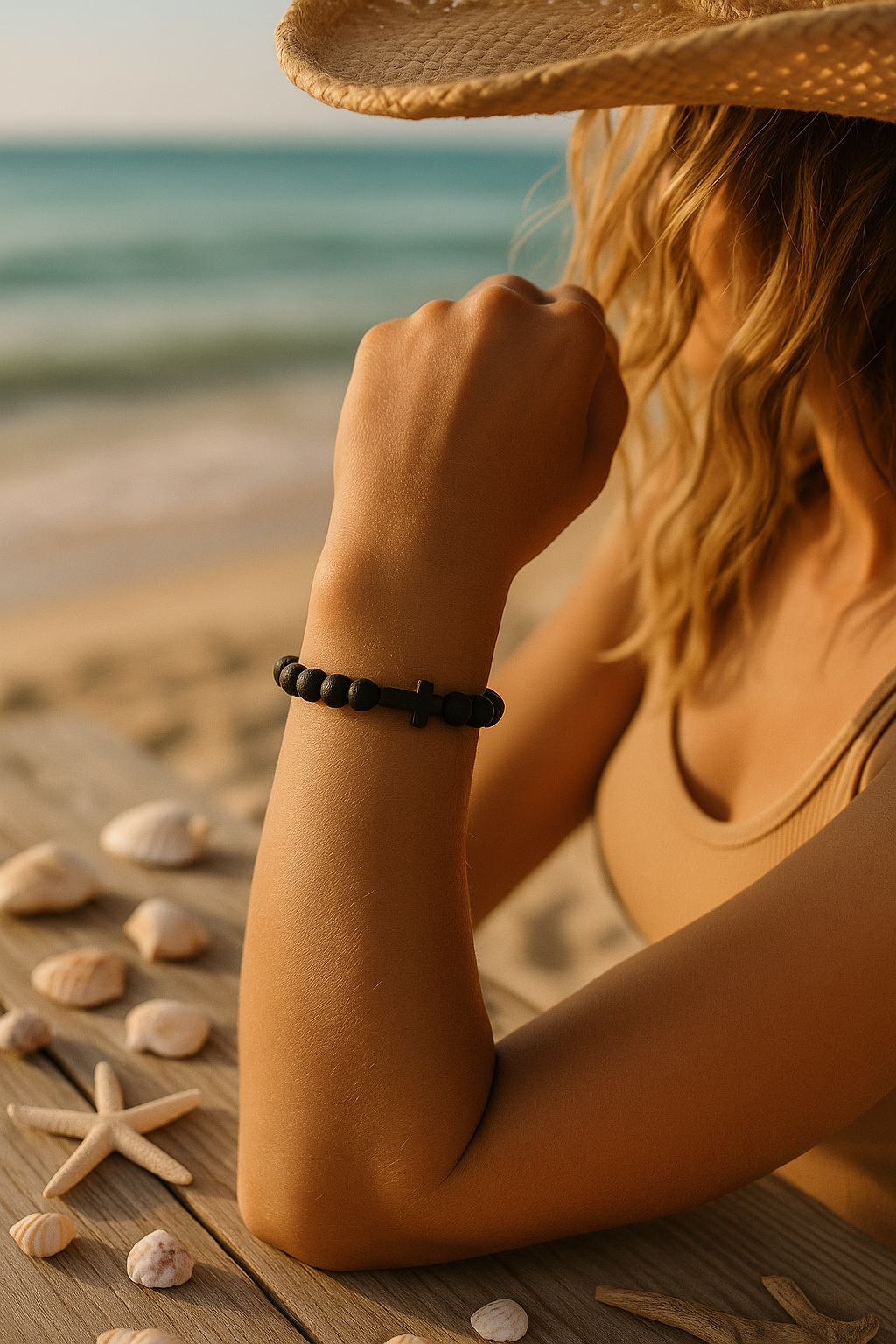 Unisex Lava Bead Pull Tie Bracelet