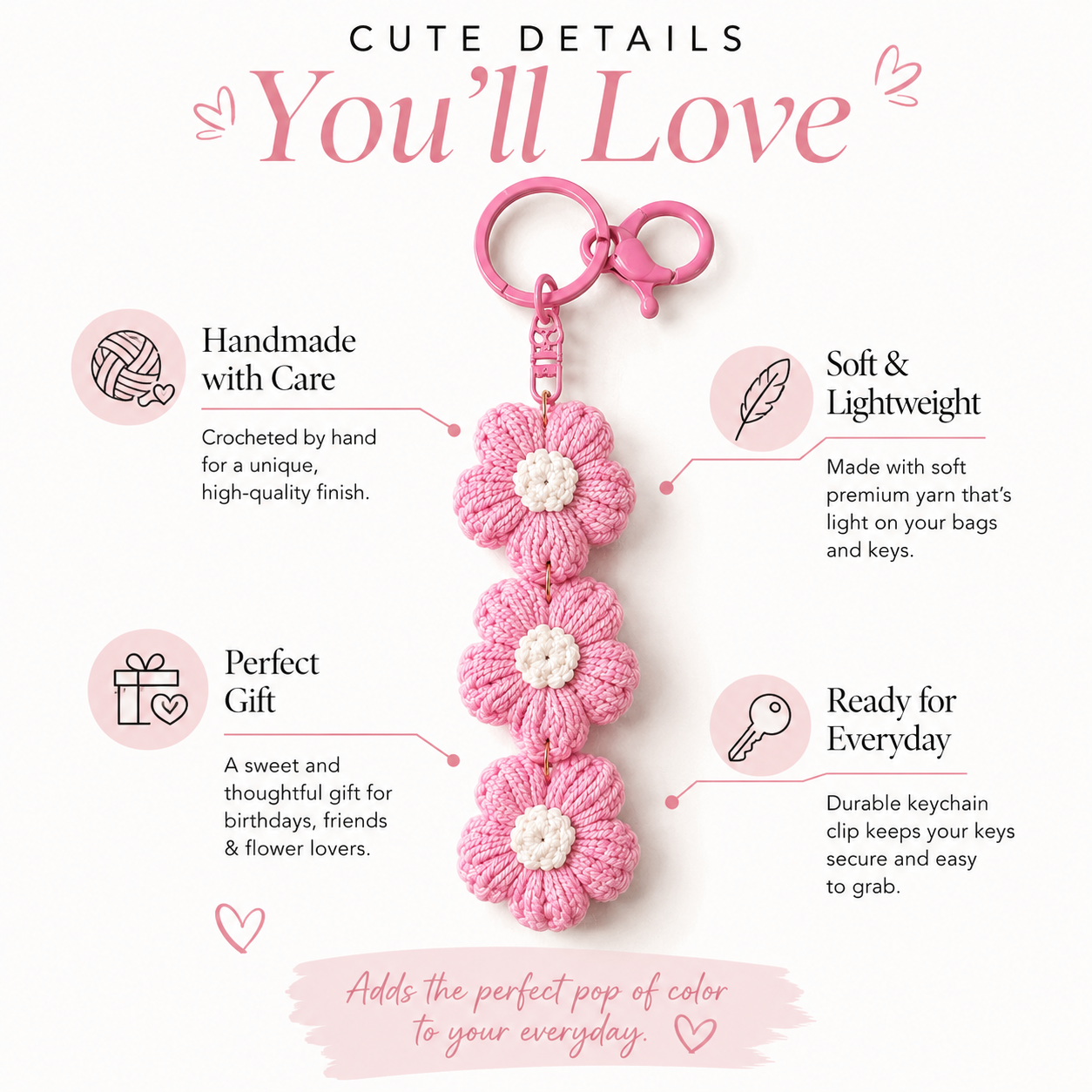 Bloom & Go Crochet Daisy Charm
