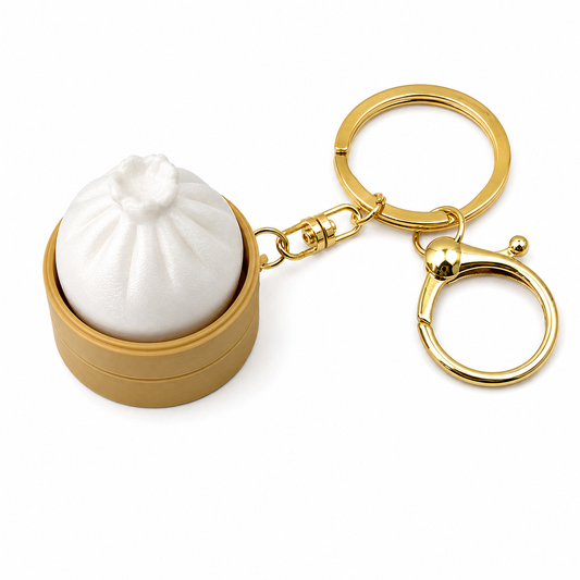 3D Printed Dumpling Clicker Fidget Keychain, Random Color Sensory Key Ring with Gold-Tone Clasp