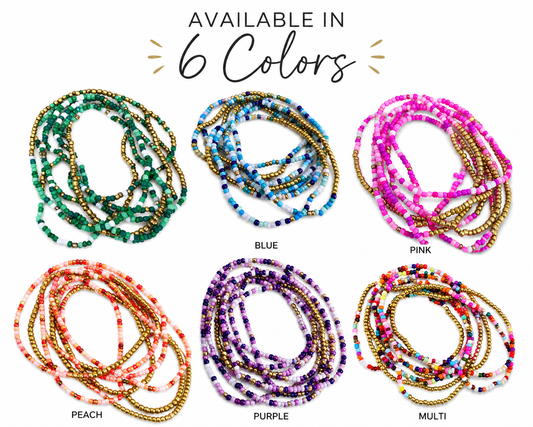 Coastal Color Seed Bead Bracelet Set 8 Piece Stretch Stack