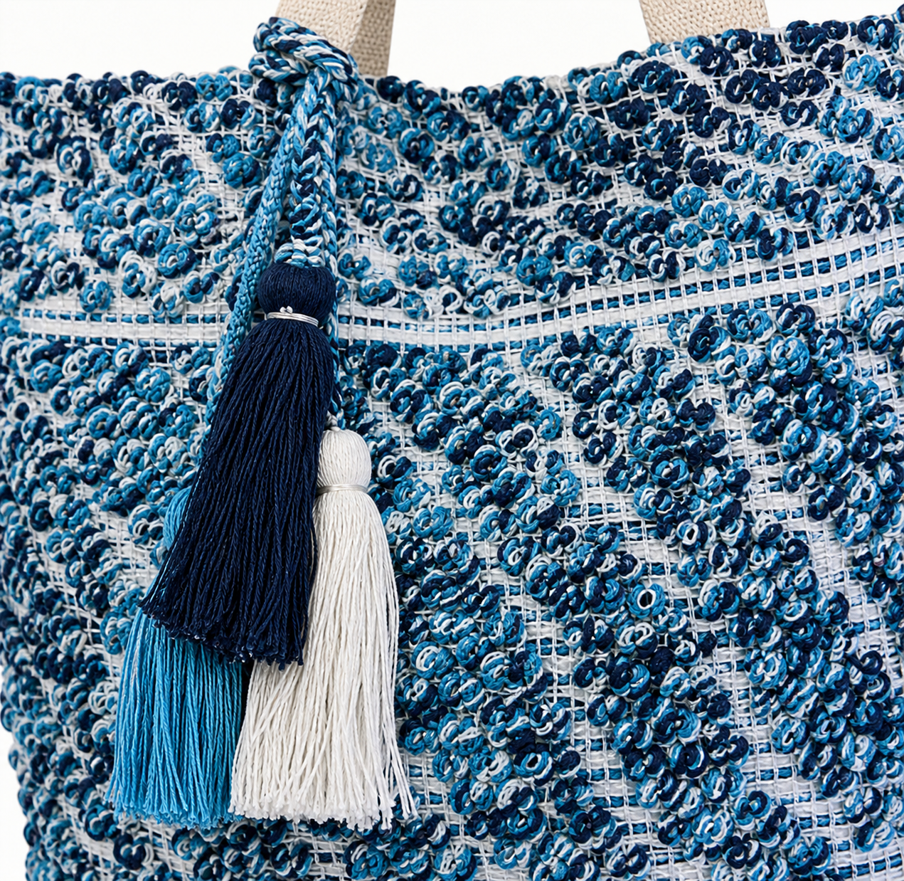 Coastal Mosaic Beach Tote – Oversized Textured Carryall