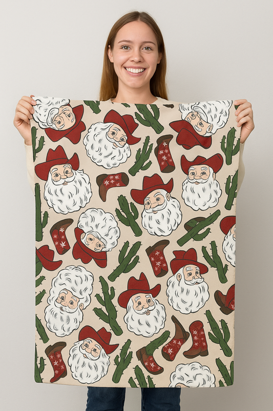 Western Christmas Lap Blanket – Cozy Cowgirl Holiday Throw Collection