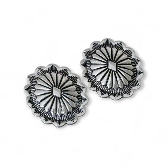 Geometric Western Button Style Post Back Fashion Earrings