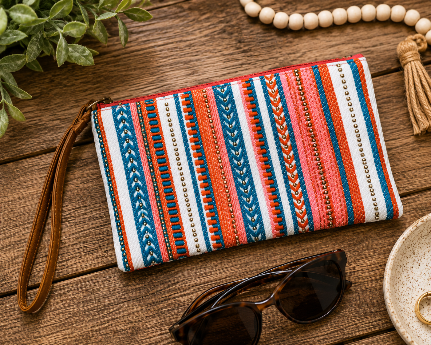 Sunset Stripe Wristlet