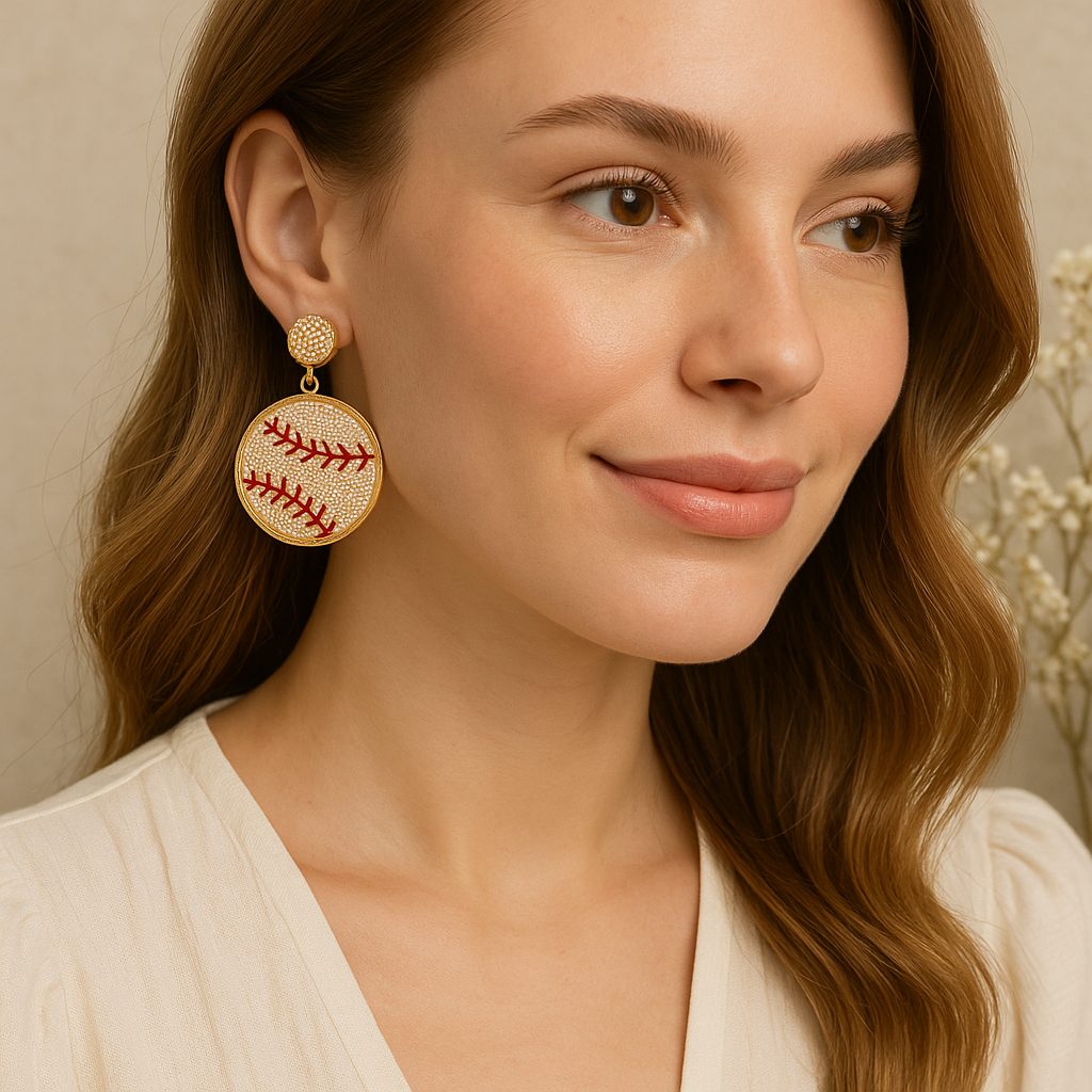 Love For The Baseball Game Bead Earrings