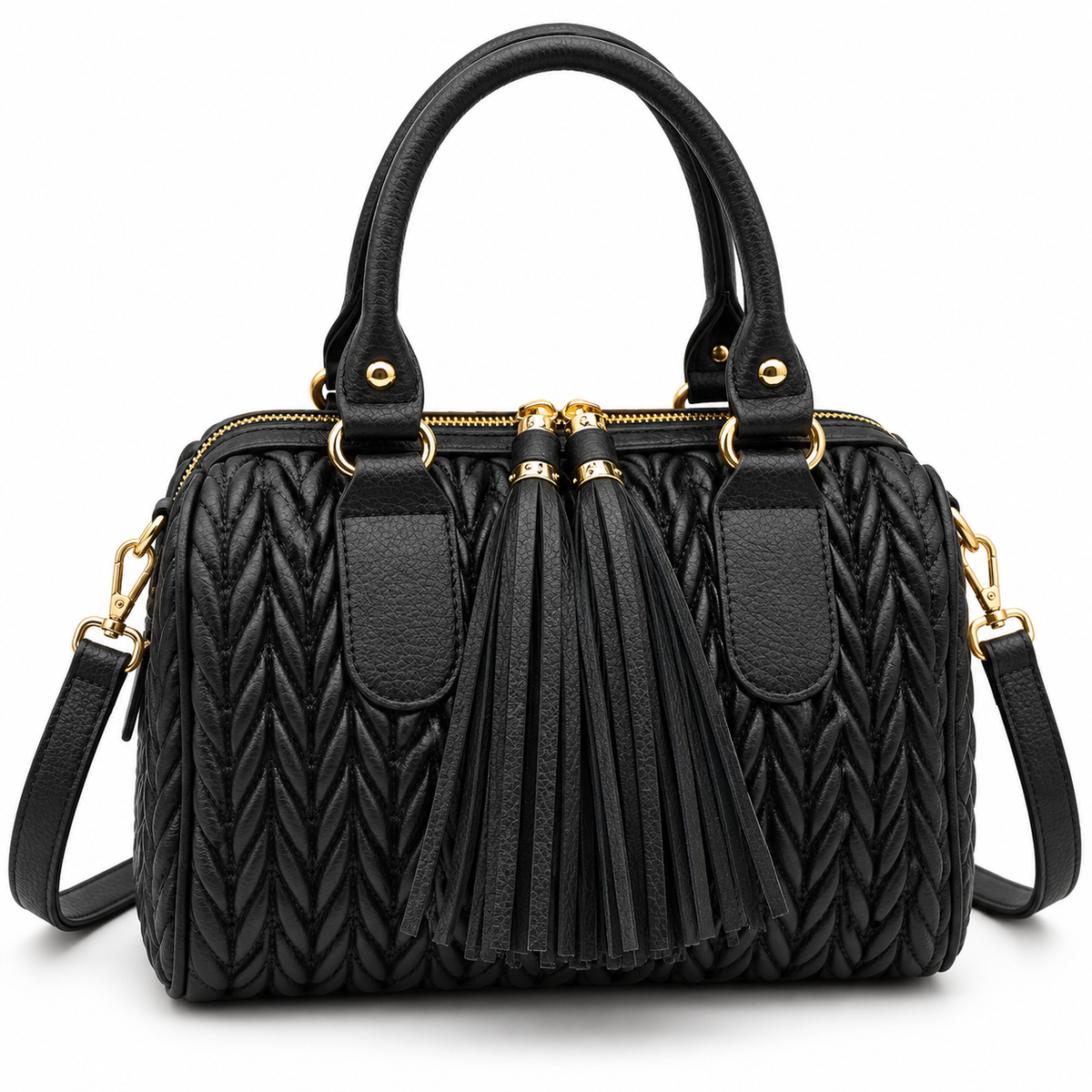 Canyon Luxe Quilted Chevron Satchel – Top Handle Crossbody Bag