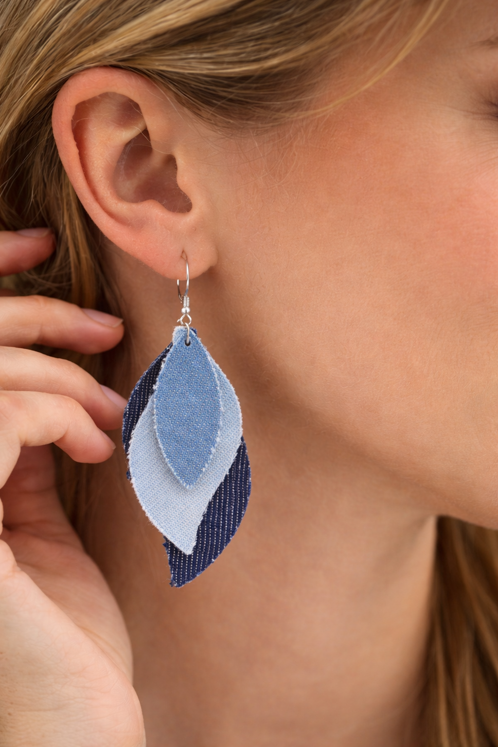 Blue Jean Dream Leaf Earrings