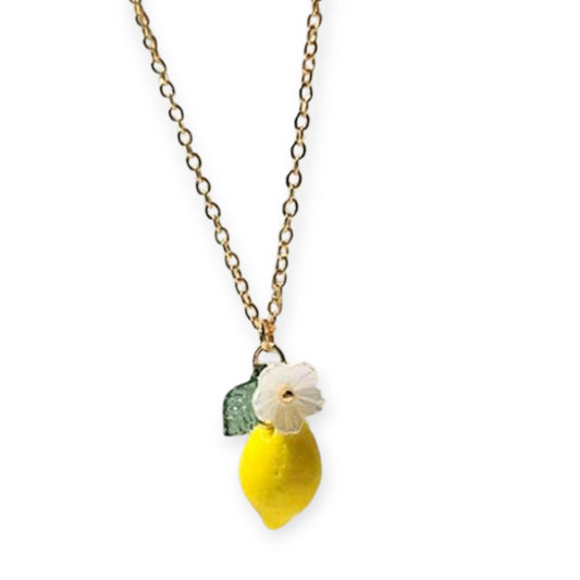 Squeeze The Day 3D Lemon Spring Summer Necklace