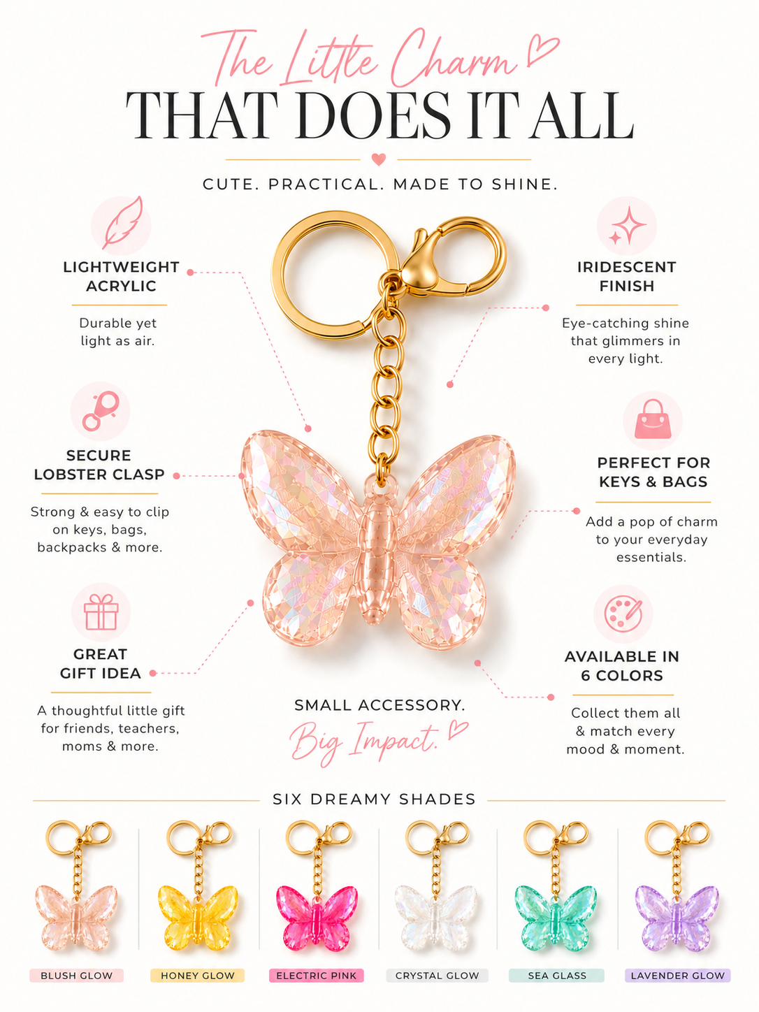 Flutter Glow Butterfly Keychain
