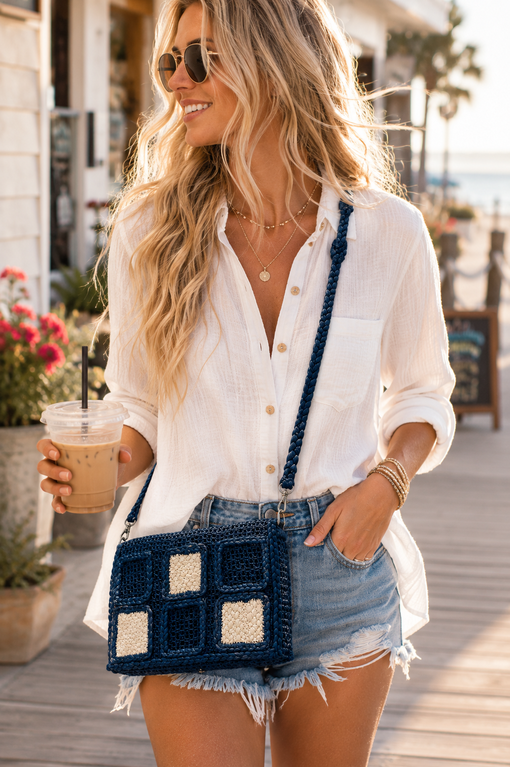 Harbor Patchwork Woven Crossbody Bag