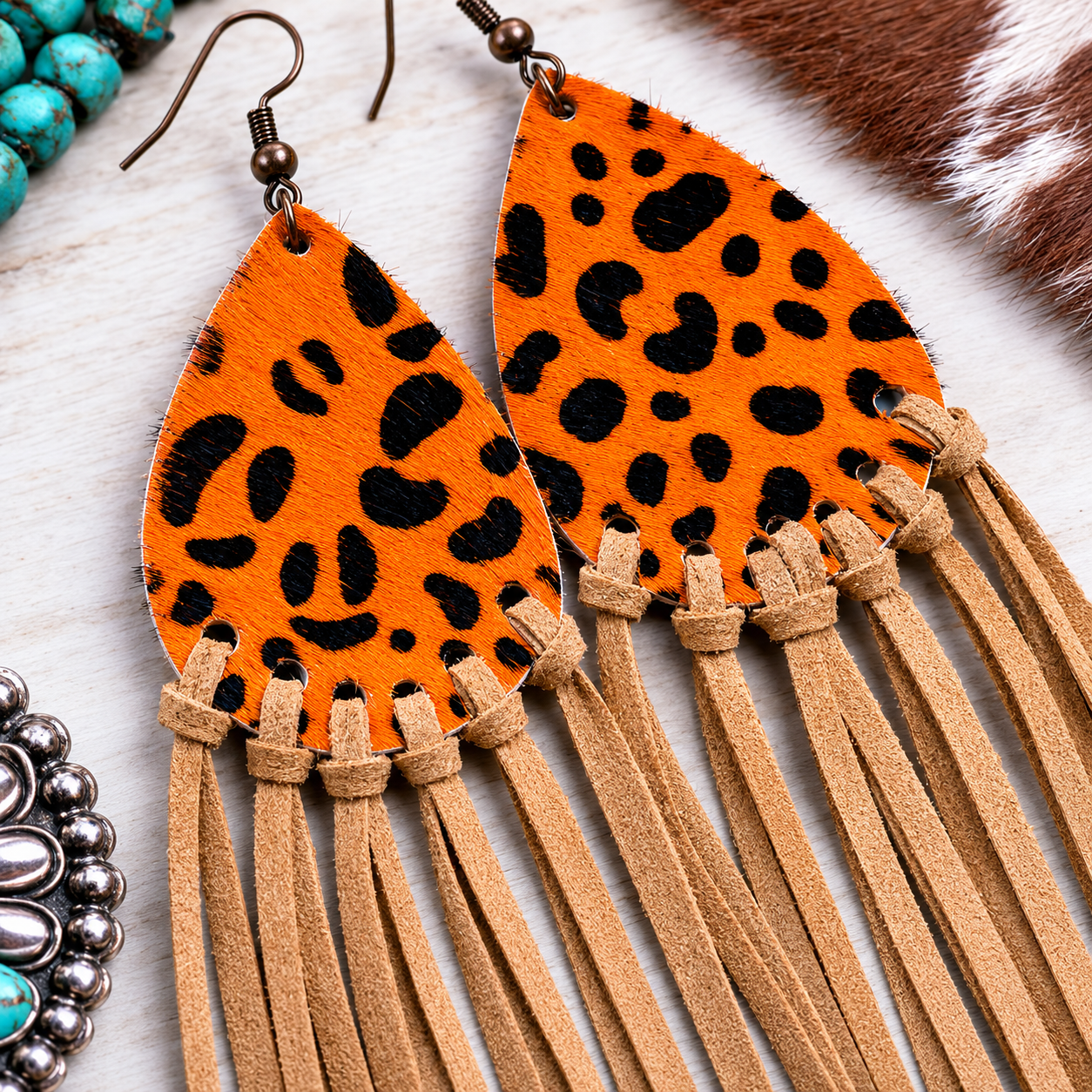 Wildfire Leopard Fringe Earrings