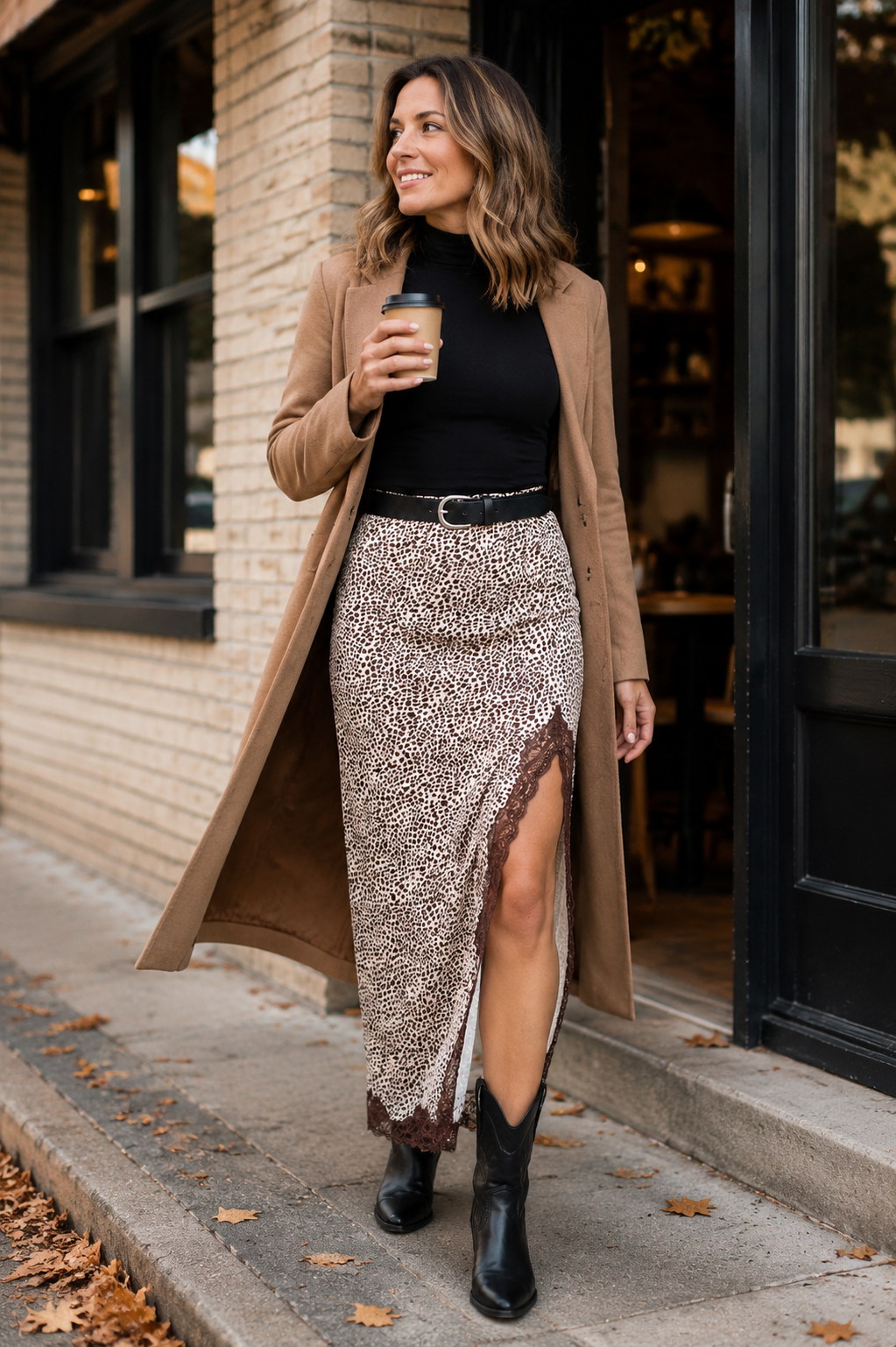 Saddle & Lace Cheetah Print Western Maxi Skirt