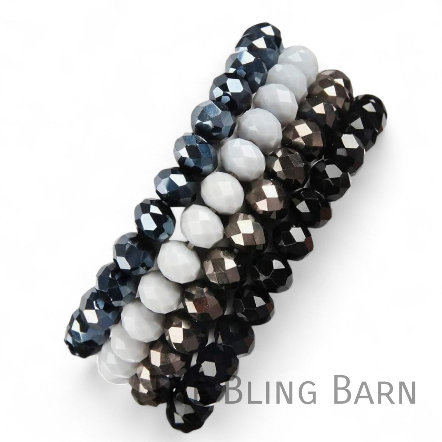 Luxe Faceted Stretch Bracelet Stack – Multi-Tone Glass Bead Bracelet Set