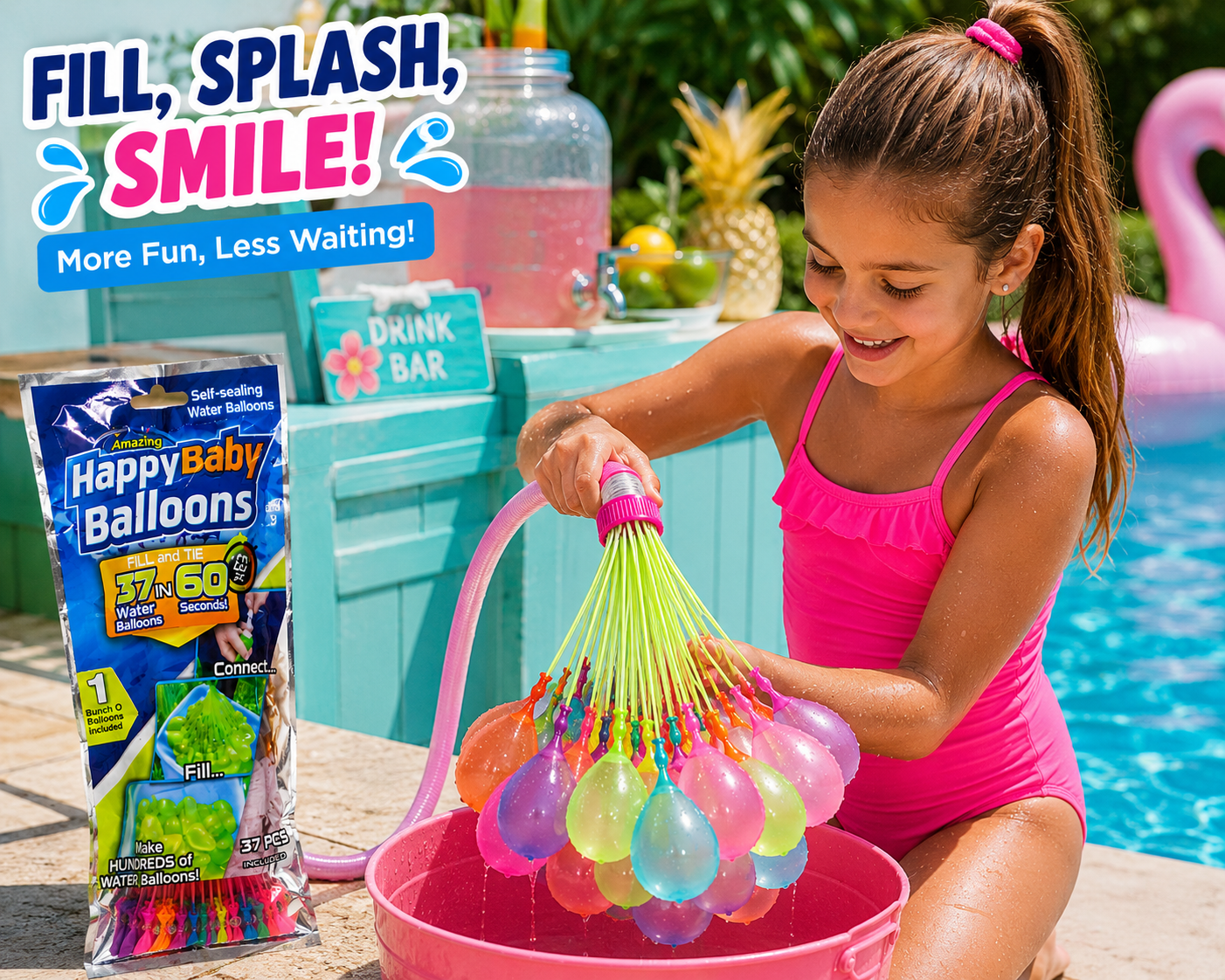 Splash Squad Quick-Fill Water Balloon Bundle | Self-Sealing Summer Water Balloons for Pool Parties, Backyard Fun & Family Games