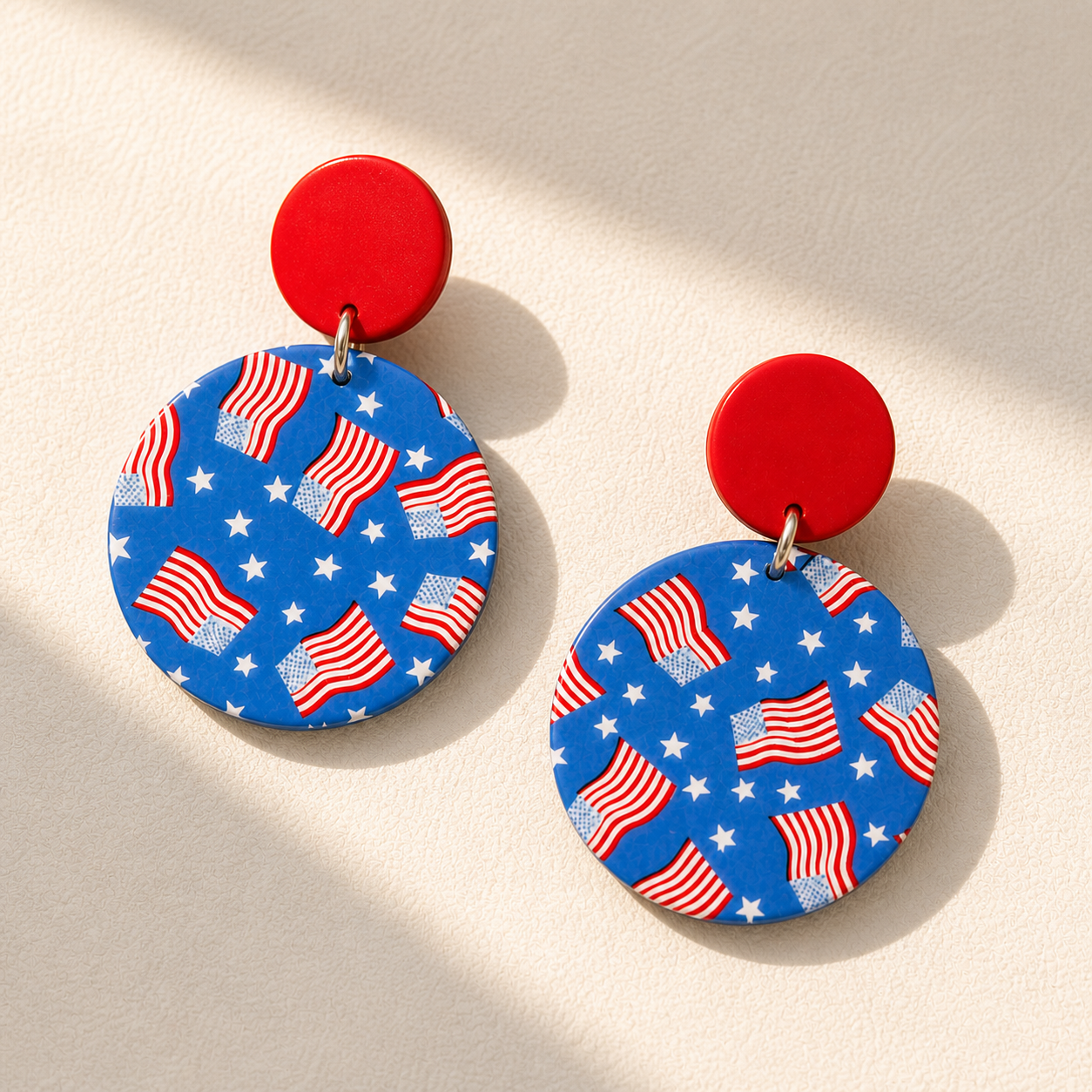 Firecracker Babe Red White Blue Statement Earrings – Patriotic Western Cowgirl Dangle Earrings, 4th of July Outfit Jewelry