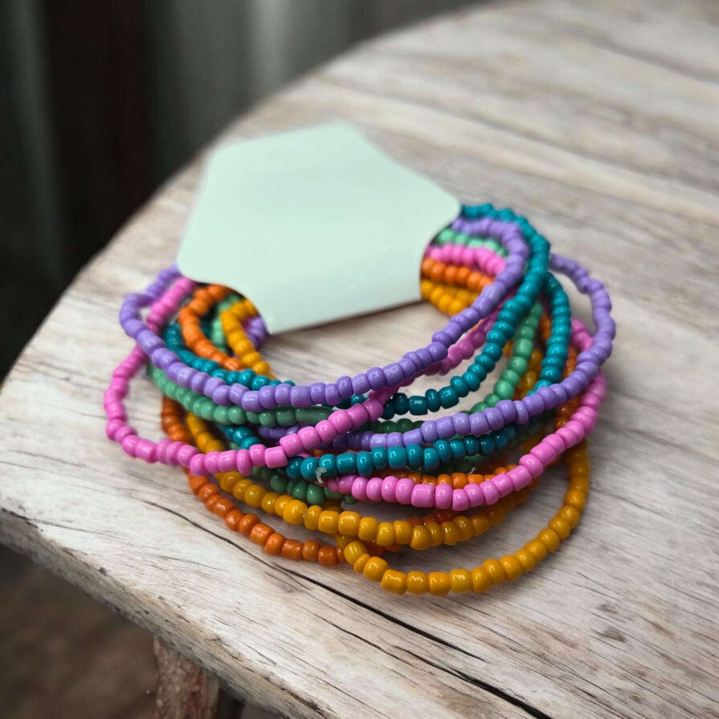 Sunset Sherbet Seed Bead Stretch Bracelet Stack