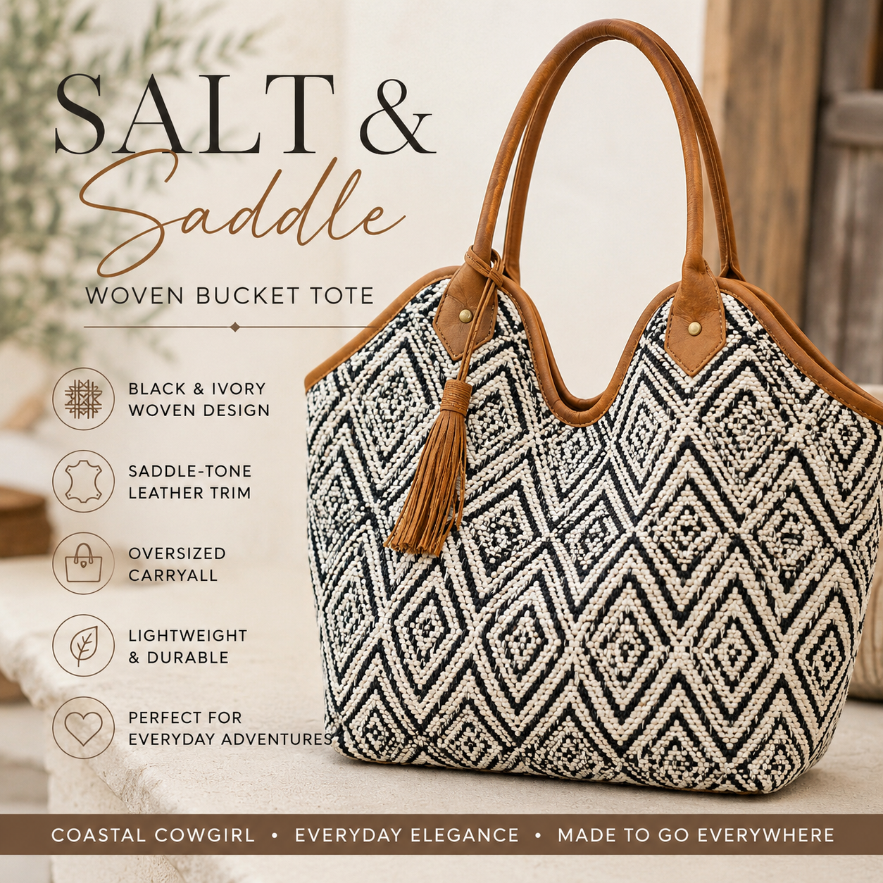 Salt & Saddle Woven Bucket Tote