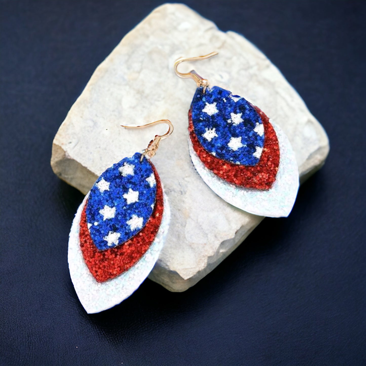 Patriotic Shimmer Star Drop Earrings