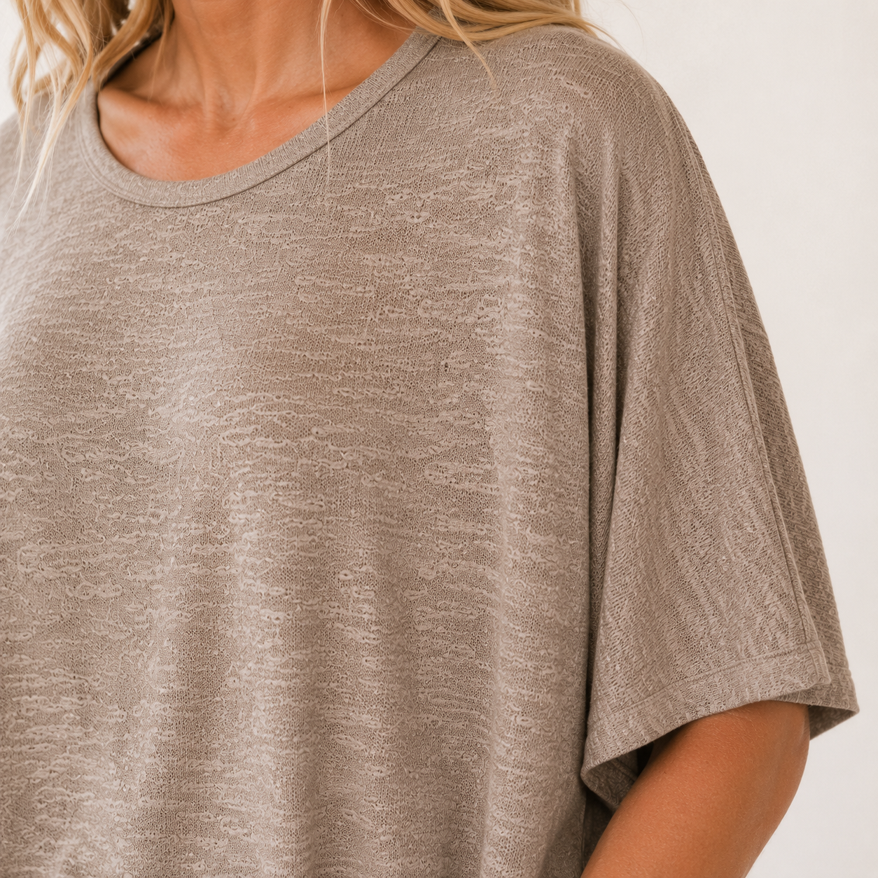 Easy Days Ash Mocha Oversized Knit Tee