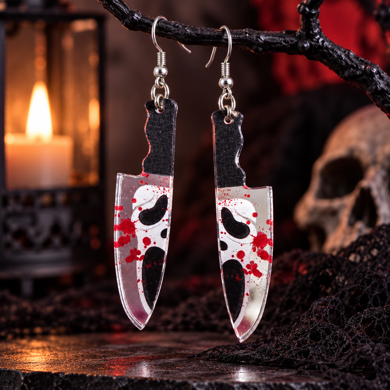Bloody Slasher Knife Drop Earrings