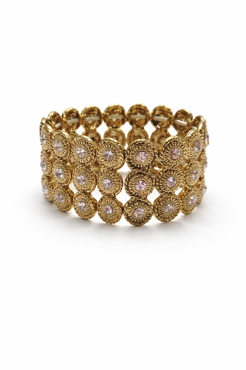 Allure Rodeo Luxe Bracelet Western Rhinestone Stretch Cuff (Gold or Silver Rhinestone Statement Bracelet)